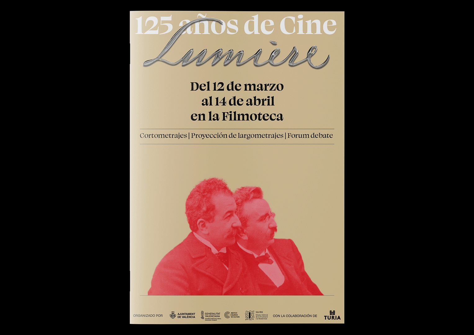 gif animado con el libreto A5 de Lumière 125 años de cine para la filmoteca mostrando portada y páginas interiores