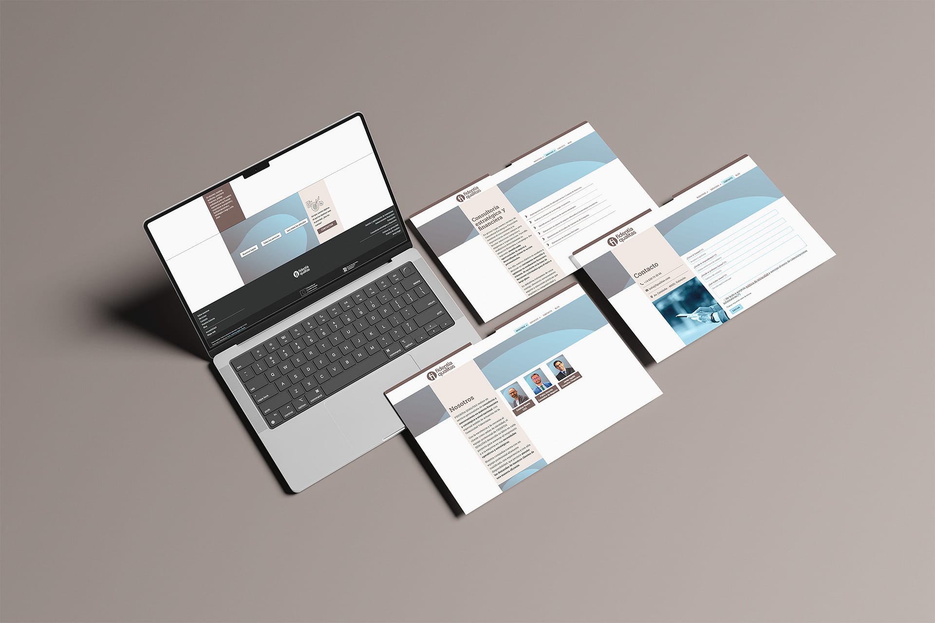 mockup de la web fidentia qualitas con ordenador portátil