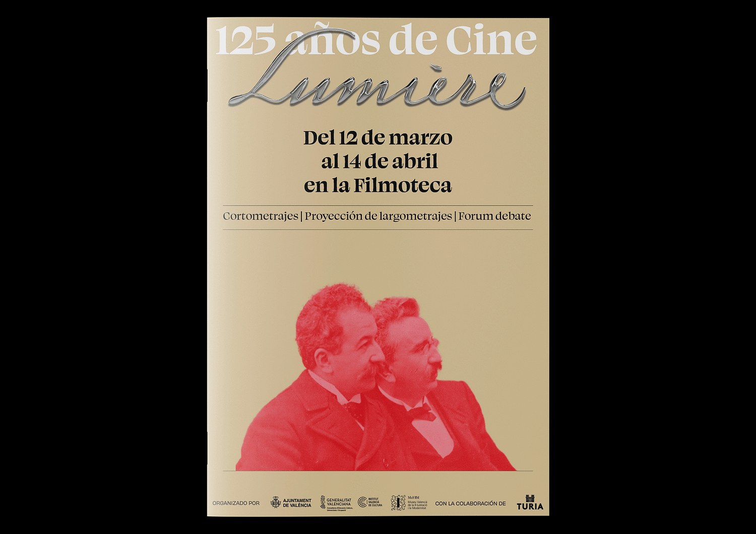 gif animado con el libreto A5 de Lumière 125 años de cine para la filmoteca mostrando portada y páginas interiores